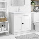 vidaXL Armoire sous évier de salle de bain Blanc brillant