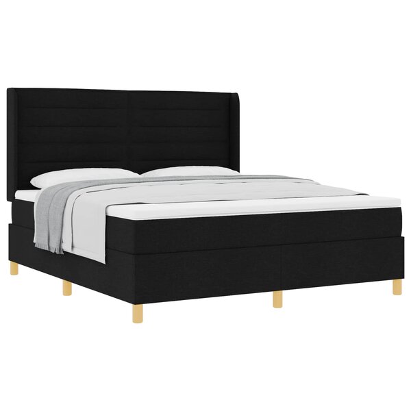 vidaXL Lit à ressorts avec matelas Noir 180 x 200 cm tissu