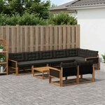 vidaXL Ensemble de canapés d'extérieur 9 Pièces Naturel et noir