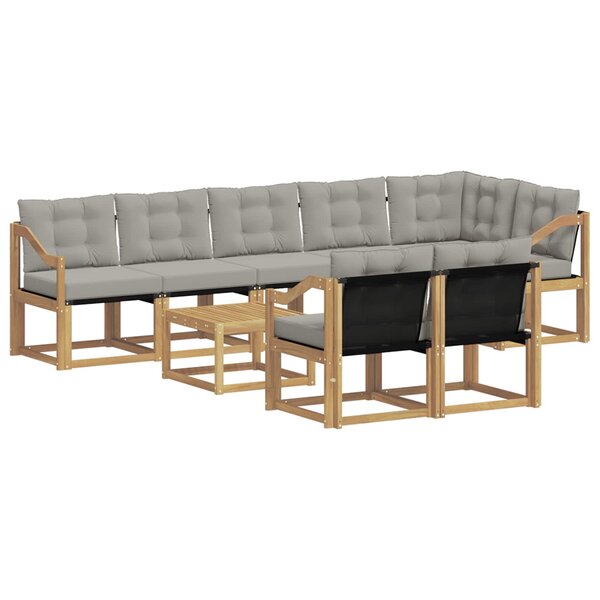 vidaXL Ensemble de canapés d'extérieur 9 pc Blanc et gris clair