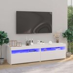 vidaXL Meubles TV 2 Pièces avec lumières LED Blanc 75x35x40 cm