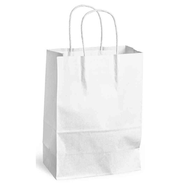 Sac à poignées torsadées kraft 80g taille xs 24x8x18cm blanc mailmedia