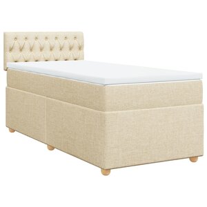 vidaXL Sommier à lattes de lit avec matelas Crème 100x200 cm Tissu