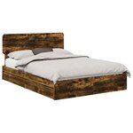 vidaXL Lit de Rangement Chêne fumé 140 x 190 cm Bois d'ingénierie
