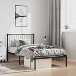 vidaXL Cadre de lit métal sans matelas avec tête de lit noir 100x200cm
