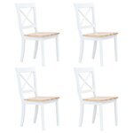vidaXL Chaises à manger lot de 4 blanc et bois clair bois hévéa massif