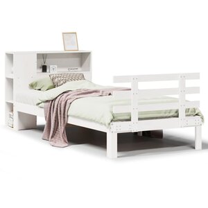 vidaXL Lit bibliothèque sans matelas blanc 75x190cm bois de pin massif
