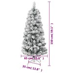 vidaXL Sapin de Noël artificiel à charnières avec neige floquée 150 cm