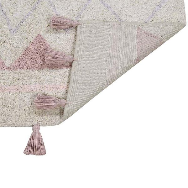 Tapis coton motif indien - beige rose - 140 x 200