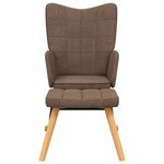 vidaXL Chaise à bascule avec tabouret Marron Tissu