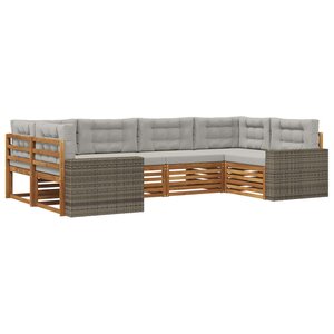 vidaXL Ensemble de canapés d'extérieur 6 pc Naturel et gris clair