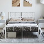 vidaXL Cadre de lit métal sans matelas et pied de lit blanc 150x200 cm