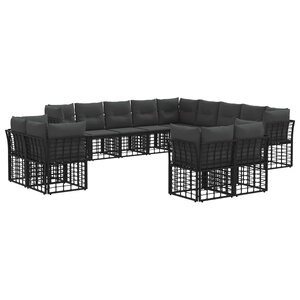 vidaXL Ensemble de canapés d'extérieur Noir et Gris foncé Polyester