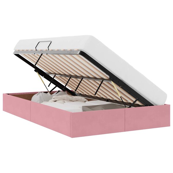 vidaXL Cadre de lit ottoman avec stockage Rose 120 x 200 cm Velours