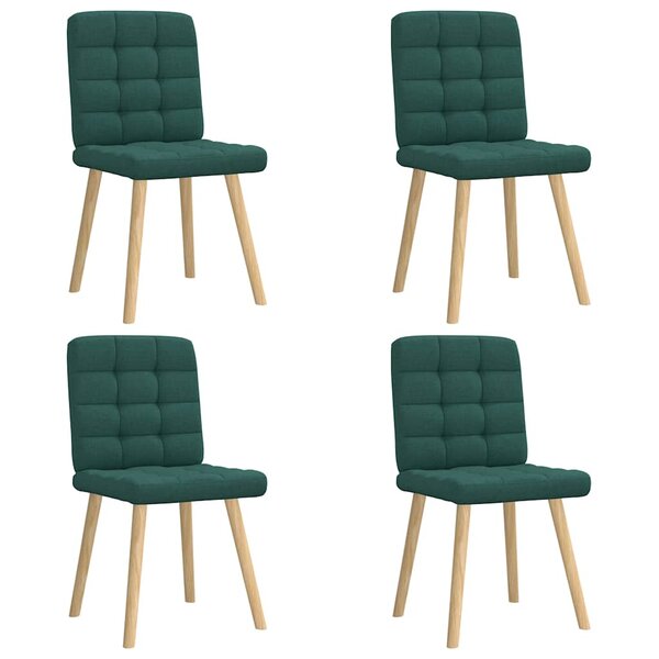 vidaXL Chaises à manger lot de 4 vert foncé tissu