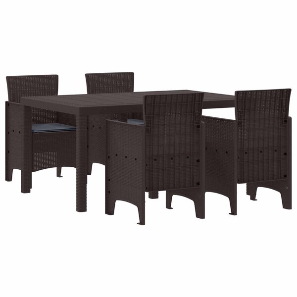 vidaXL Ensemble de salle à manger pour jardin 5 pc Marron Rattan Polt