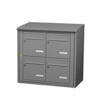 Bloc collectif Leabox  2x2  grade 3  simple face  extérieur  fixation murale  gris poussière ral 7037 finition brillante
