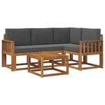 vidaXL Ensemble de canapés d'extérieur 5 Pièces Naturel et Anthracite