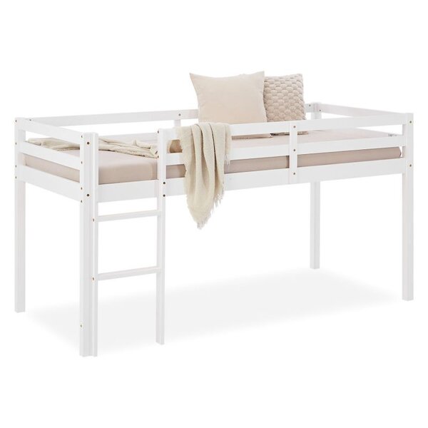 Lit mi-haut enfant - blanc - pin