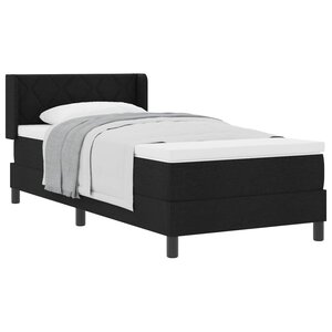 vidaXL Lit à ressorts avec tête de lit Noir 190 x 90 cm tissu