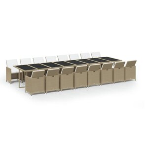 vidaXL Ensemble à manger de jardin et coussins 17 Pièces beige