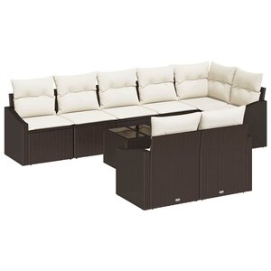 vidaXL Ensemble de salle à manger pour jardin 9 Pièces Marron  Crème