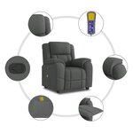vidaXL Fauteuil de massage inclinable Gris foncé Tissu