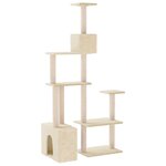 vidaXL Arbre à chat avec poteaux à griffer en sisal Crème 177 5 cm
