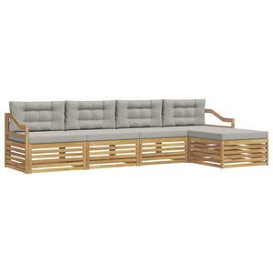 vidaXL Ensemble de canapés d'extérieur 5 pc Blanc et gris clair