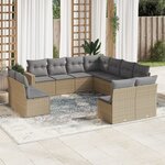 vidaXL Salon de jardin 11 Pièces avec coussins beige résine tressée