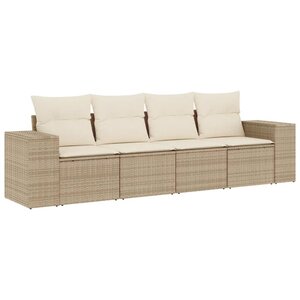 vidaXL Salon de jardin avec coussins 4 Pièces beige résine tressée