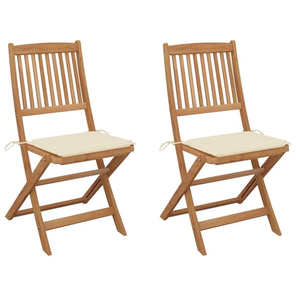 vidaXL Chaises pliables de jardin 2 Pièces avec coussins Bois d'acacia