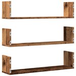 vidaXL Étagères murales 3 Pièces vieux bois 80x18x18 cm bois d'ingénierie