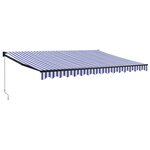 vidaXL Auvent rétractable bleu et blanc 4x3 m tissu et aluminium
