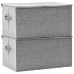 vidaXL Boîtes de rangement 2 Pièces Tissu 50x30x25 cm Gris