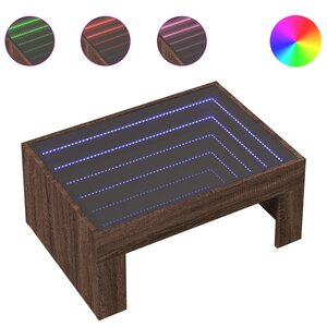 vidaXL Table basse avec LED infini chêne marron 70x50x30 cm