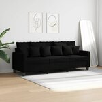 vidaXL Canapé à 3 places Noir 180 cm Tissu
