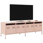 vidaXL Meuble TV rose 135x39x43 5 cm acier laminé à froid