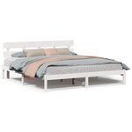 vidaXL Cadre de lit en bois de pin blanc Blanc Bois de pin massif