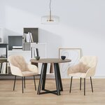 vidaXL Chaises à manger lot de 2 Crème Velours