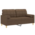 vidaXL Canapé 2 places avec oreillers décoratifs marron 140 cm tissu