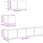 vidaXL Ensemble de meuble TV mural 4 Pièces chêne artisanal