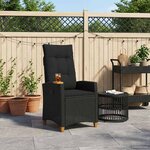 vidaXL Chaise inclinable avec plateau à thé Noir 62 x 64 x 112 cm