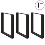 vidaXL Pieds de table à manger en U 3 pièces Noir 90 x (72-73) cm Acier