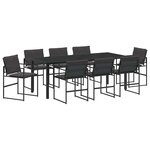 vidaXL Ensemble de salle à manger pour jardin 9 pc Noir