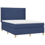 vidaXL Sommier à lattes de lit matelas et LED Bleu 140x190 cm Tissu