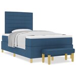 vidaXL Lit à Sommier avec Matelas & Banc Bleu 120x190 cm Tissu