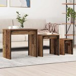 vidaXL Table basse gigogne 3 Pièces Bois ancien 60 x 35 x 56 cm