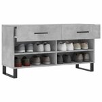 vidaXL Banc à chaussures gris béton 102x35x55 cm bois d'ingénierie