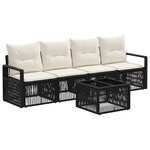 vidaXL Ensemble de canapé de jardin 5 Pièces Noir polyrotin